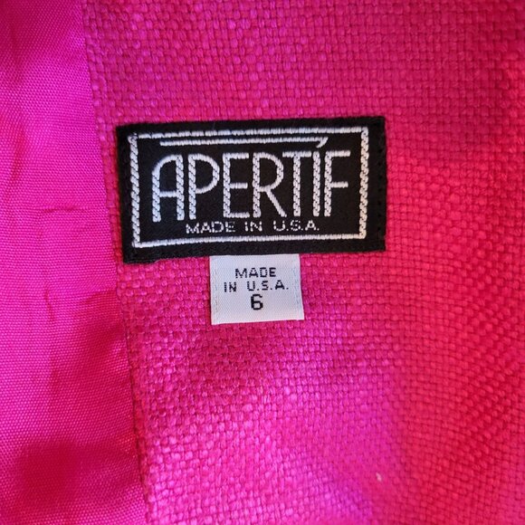 Vintage Aperitif Hot Pink Womens Blazer Jacket Size 6 85% Rayon & 15% Linen Made - Picture 3 of 6